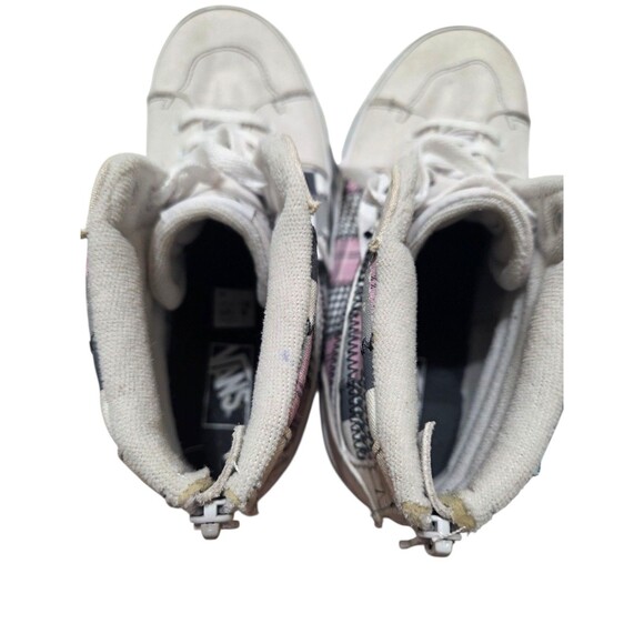 VANS Sk8-Hi Filmore Patchwork Houndstooth Plaid US Missy 6 Gray Pink Black - Picture 6 of 9